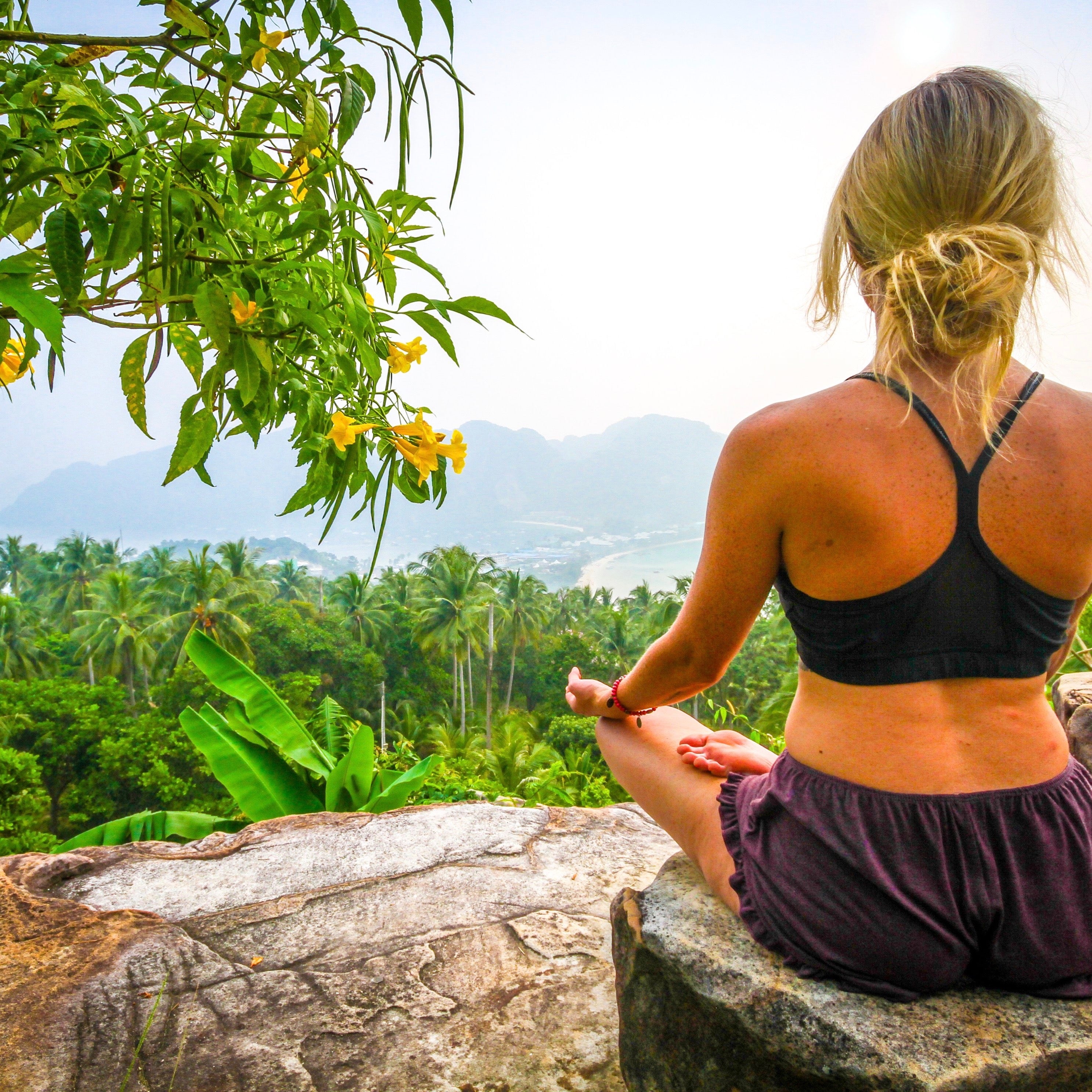 Yoga retreat woman meditating