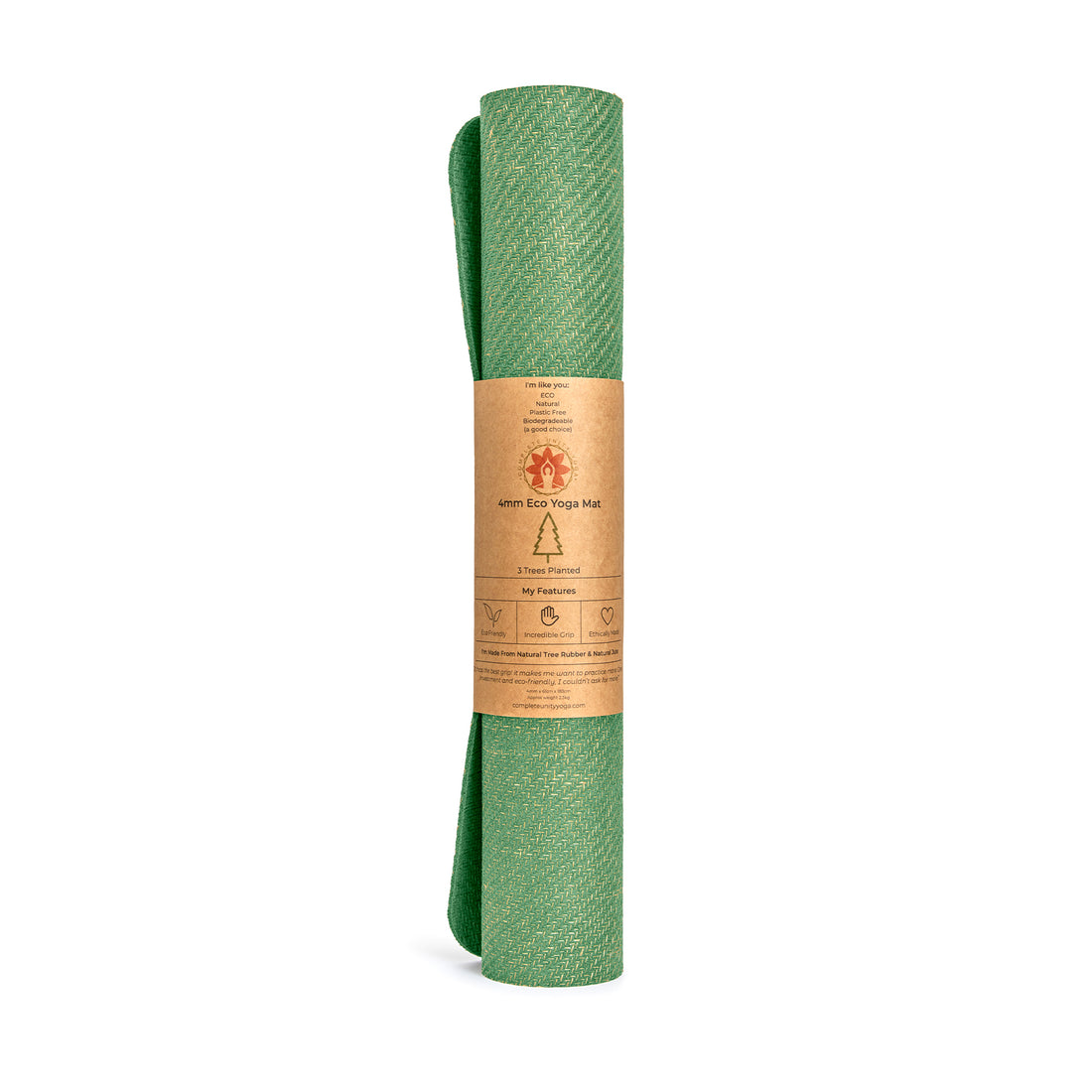 Matcha Green Jute Yoga Mat CompleteGrip Rolled View