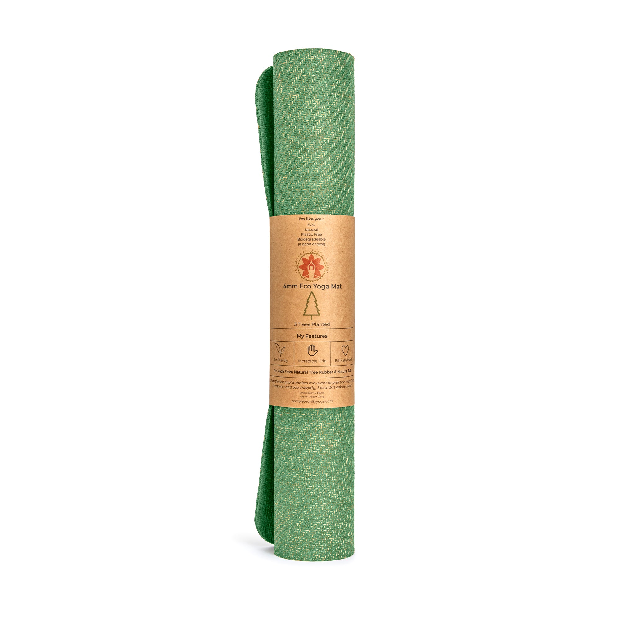 Matcha Green Jute Yoga Mat CompleteGrip Rolled View