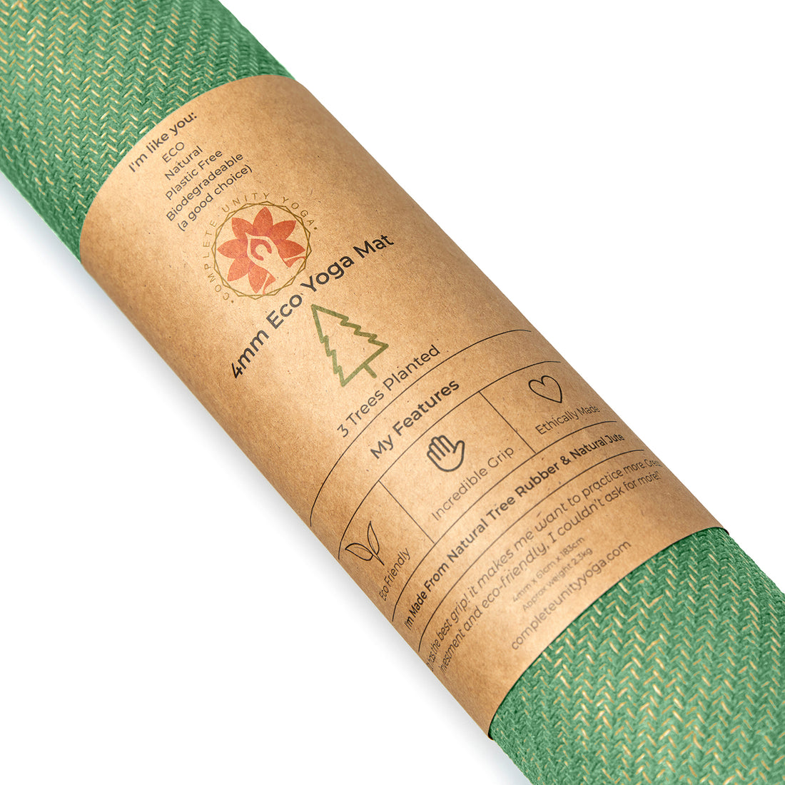 Matcha Green Jute Yoga Mat CompleteGrip Close Up Rolled View