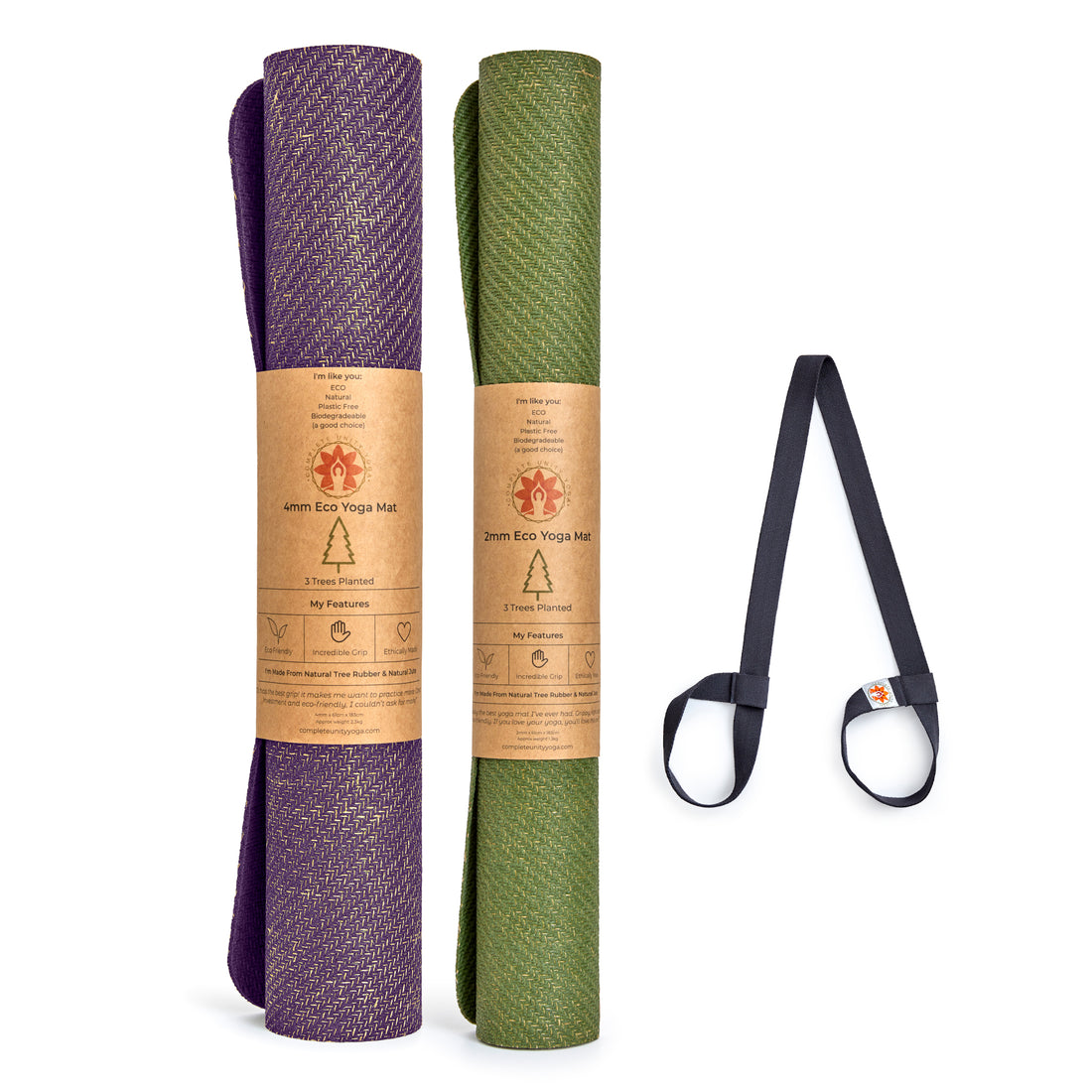 Yoga & Travel Mat Set | CompleteGrip™ Eco Friendly Yoga Mat - 4mm Forest Green  & 2mm Forest Green #4mm-yoga-mat-colour_new-majestic-purple