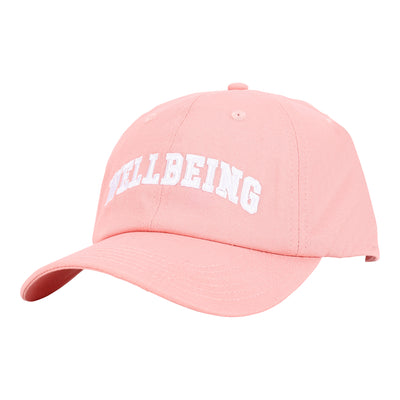 Iconic Cotton Wellbeing Cap Rose Pink Front side view Wellbeing embroidery Complete Unity Yoga #colour_rose-pink