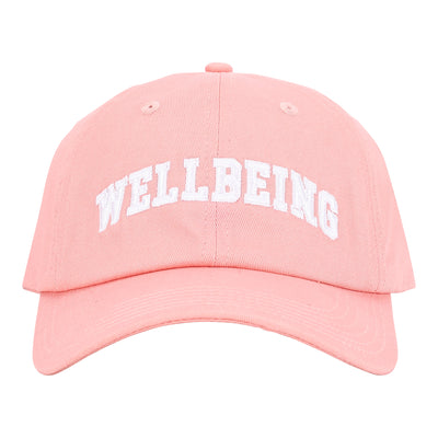 Iconic Cotton Wellbeing Cap Rose Pink Front view Wellbeing embroidery Complete Unity Yoga #colour_rose-pink