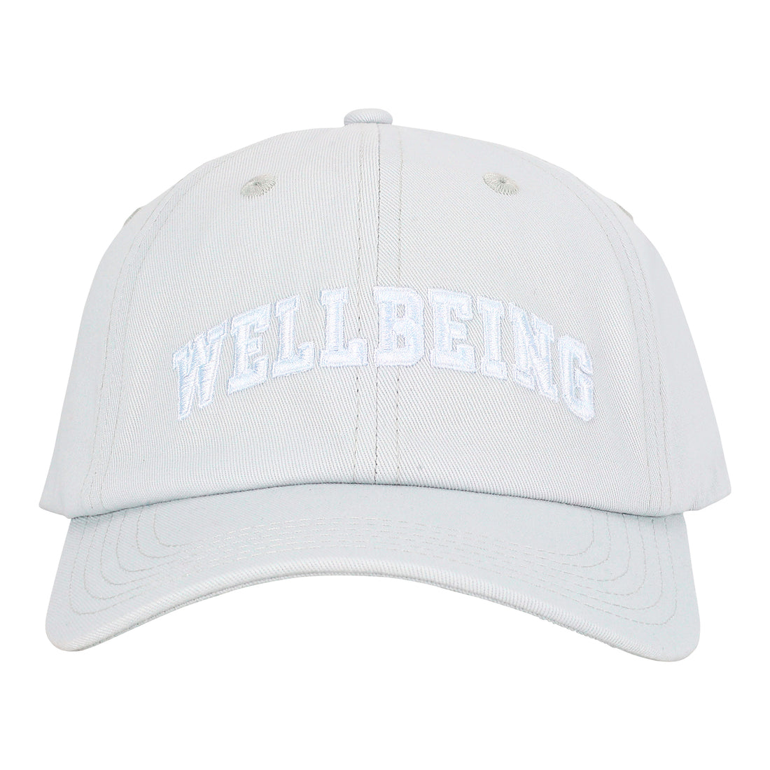 Iconic Cotton Wellbeing Cap Sky Blue Front view Wellbeing embroidery Complete Unity Yoga #colour_sky-blue