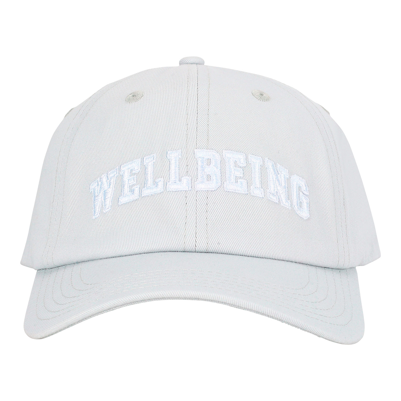 Iconic Cotton Wellbeing Cap Sky Blue Front view Wellbeing embroidery Complete Unity Yoga #colour_sky-blue