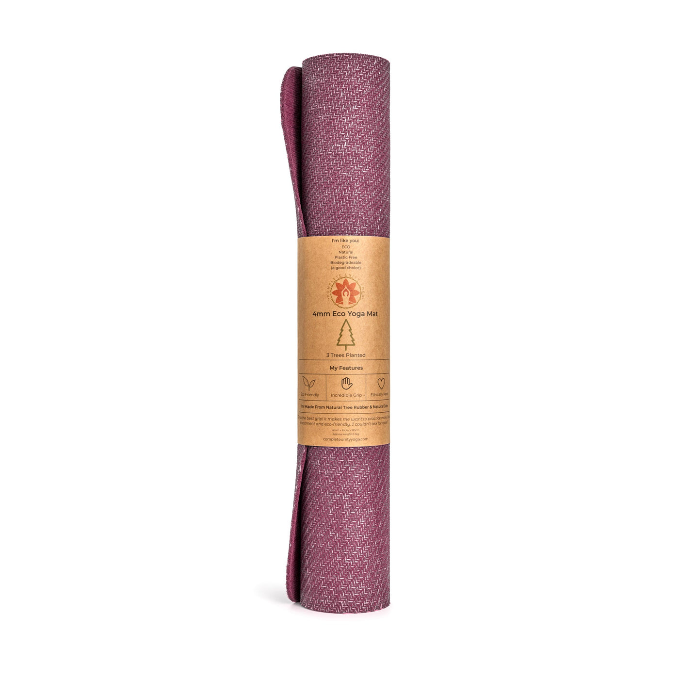 New Autumn Plum CompleteGrip™ Eco Yoga Mat (Rolled View) 2 #colour_limited-edition-autumn-plum