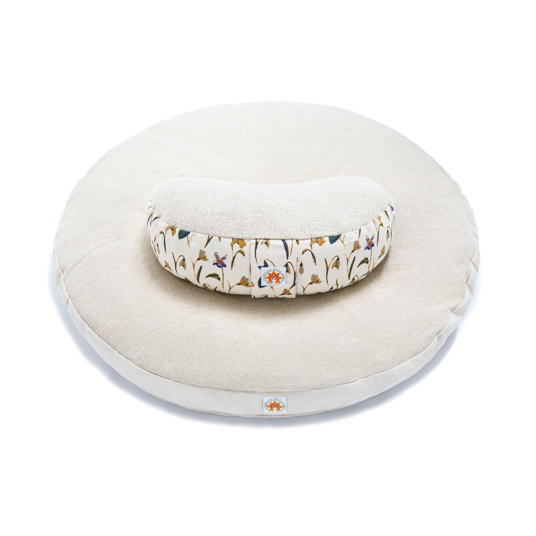 Premium Round Meditation Zabuton - Side View & Meditation Cushion - Complete Unity Yoga