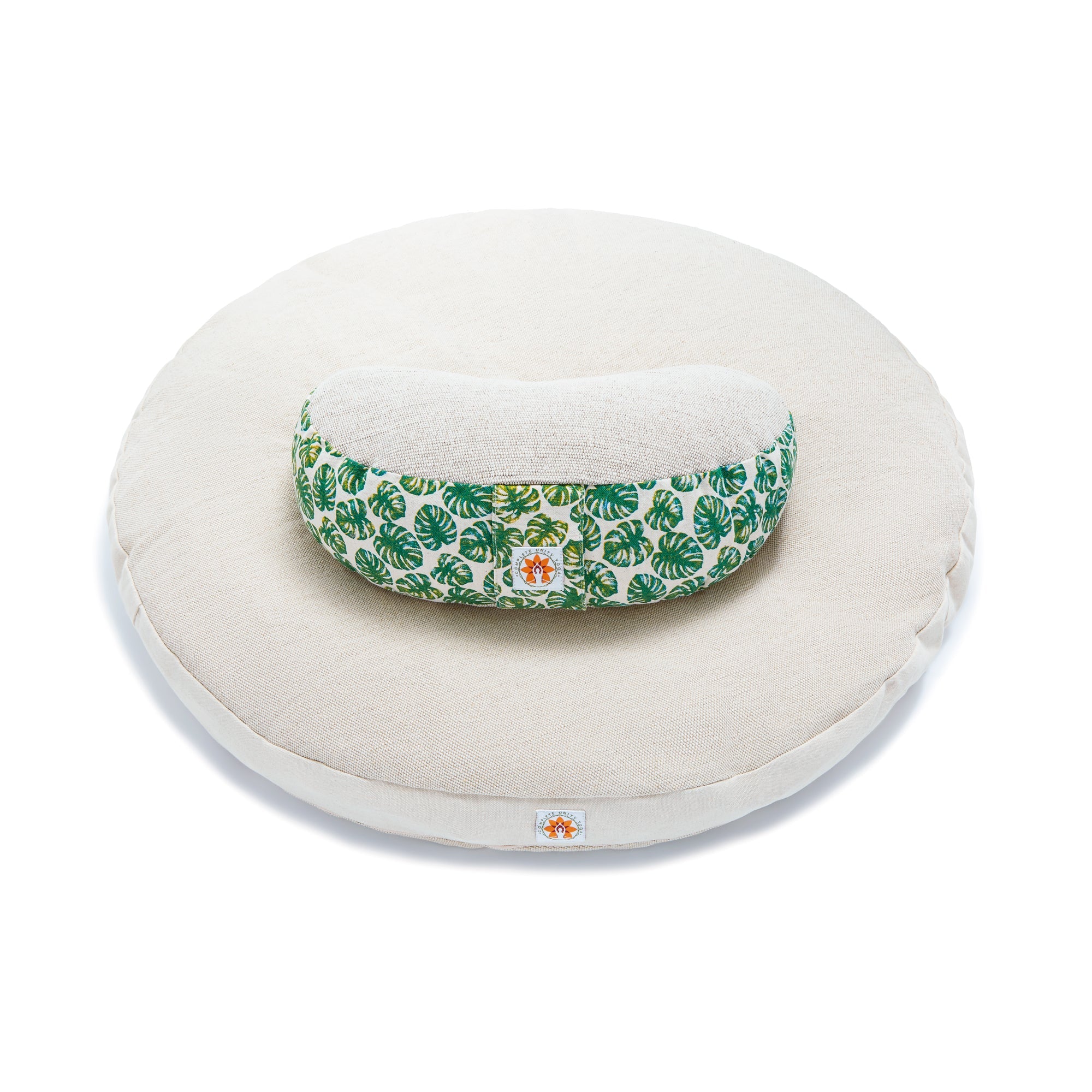 Premium Round Meditation Zabuton - Side View & Meditation Cushion - Complete Unity Yoga