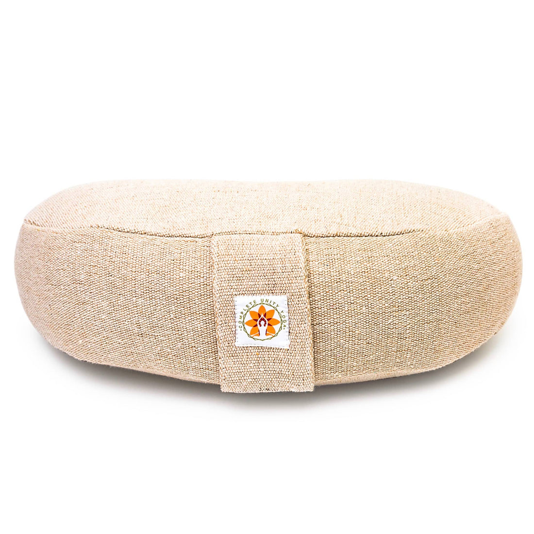 Complete Unity Yoga - Half Moon Yoga Meditation Cushion - Jute Natural - Side View #colour_natural