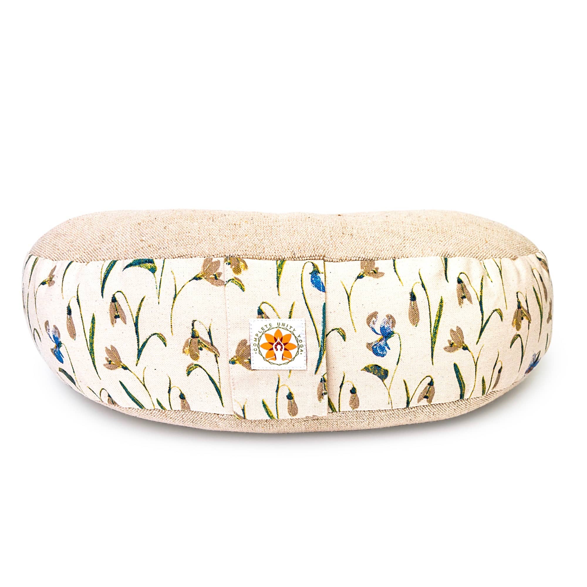 Complete Unity Yoga - Half Moon Yoga Meditation Cushion - Meadow Of Enlightenment - Side View #colour_meadow-of-enlightenment