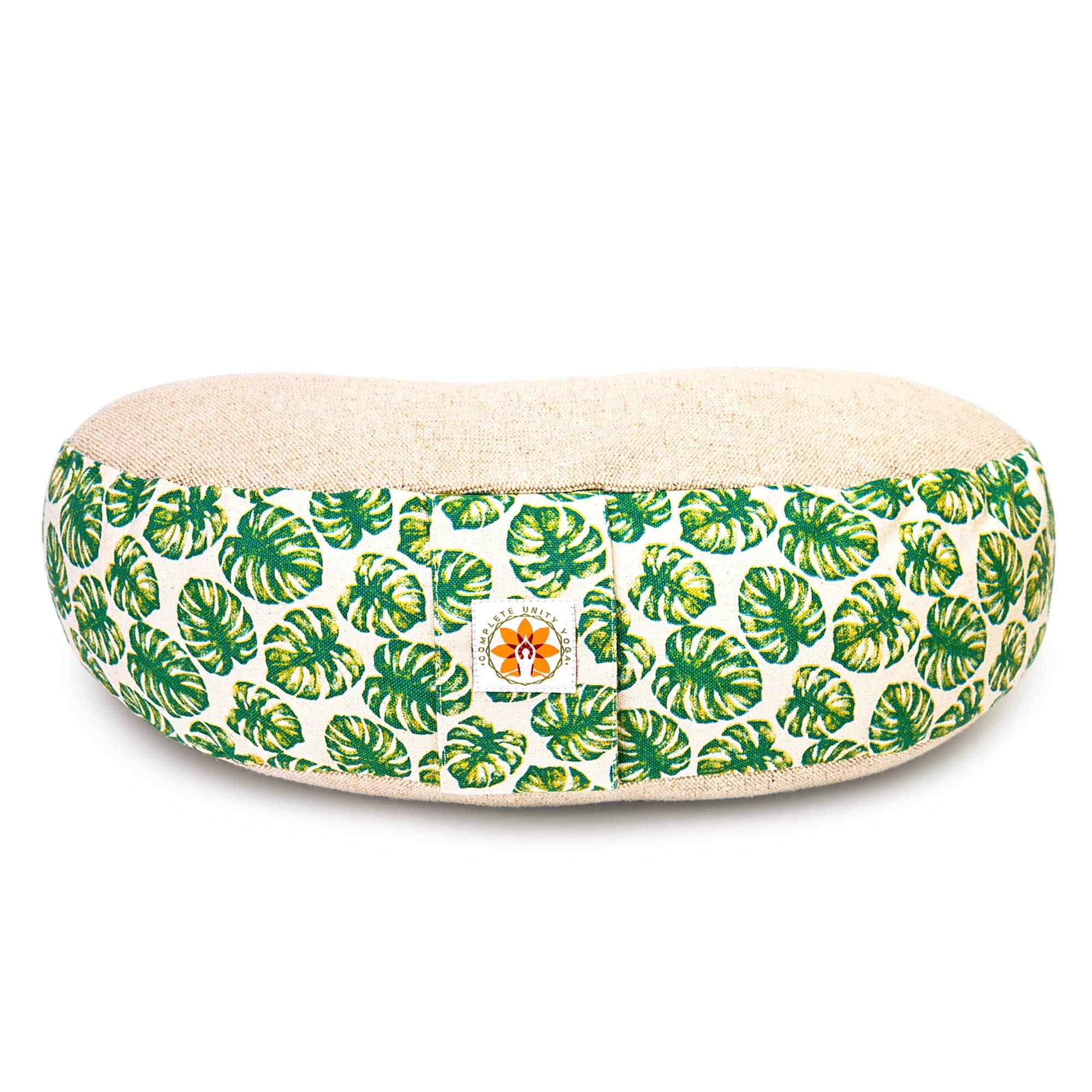Complete Unity Yoga - Half Moon Yoga Meditation Cushion - Mindful Jungle - Side View #colour_mindful-jungle
