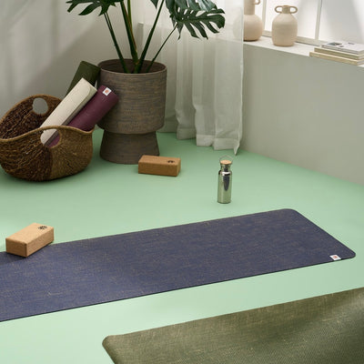 Jute Yoga Mat Sustainable Non-Slip Yoga Mat CompleteGrip™ Jute 4mm - Home Yoga Studio Midnight Blue Jute Yoga Mat #colour_midnight-blue