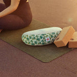 Meditation Pillow by Complete Unity Yoga - Meditating on the beach #colour_mindful-jungle