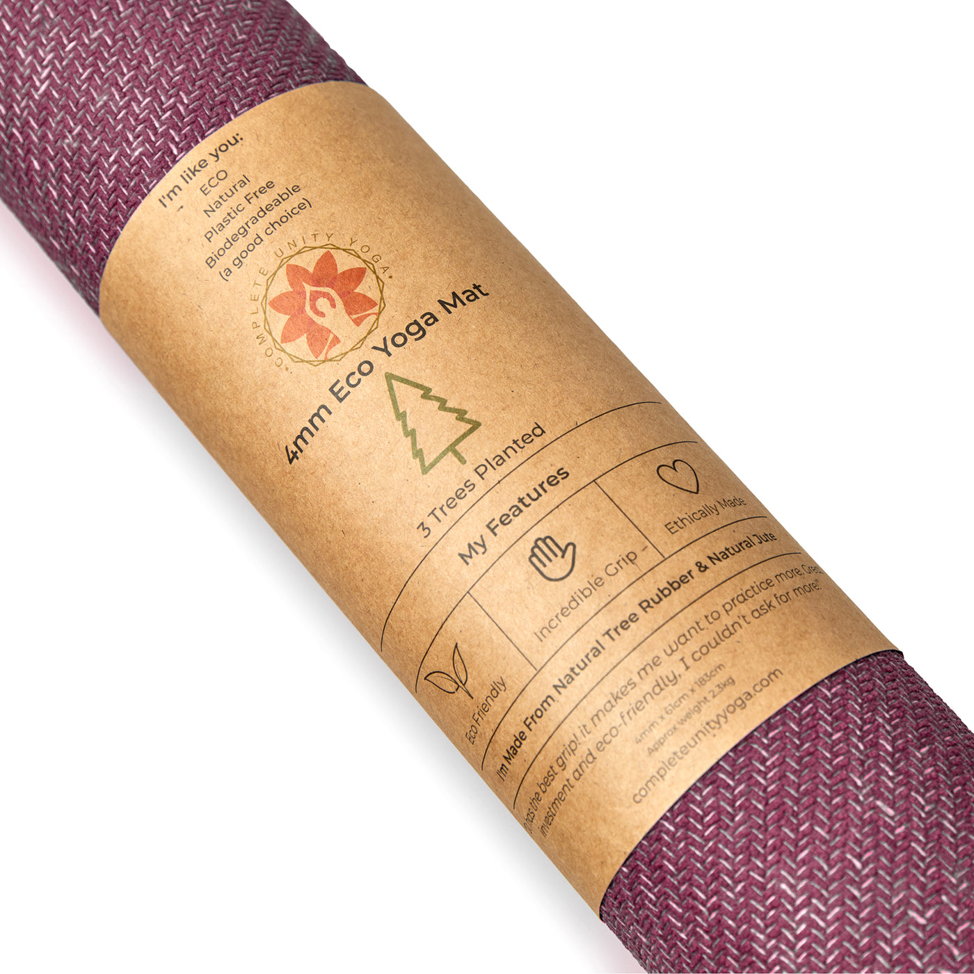 New Autumn Plum CompleteGrip™ Eco Yoga Mat (Rolled Close Up) #colour_limited-edition-autumn-plum