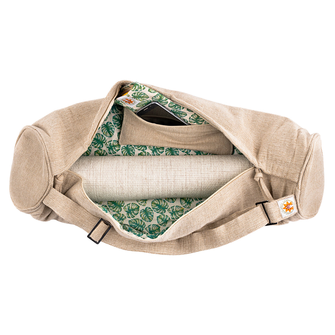 Yoga Mat Bag - Mindful Jungle - Complete Unity Yoga - Natural - Arial View #colour_mindful-jungle