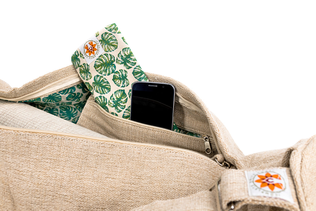 Yoga Mat Bag - Mindful Jungle - Complete Unity Yoga - Natural - Side View #colour_mindful-jungle