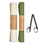 Yoga & Travel Mat Set | CompleteGrip™ Eco Friendly Yoga Mat - 4mm Eco Natural & 2mm Forest Green #4mm-yoga-mat-colour_eco-natural-white