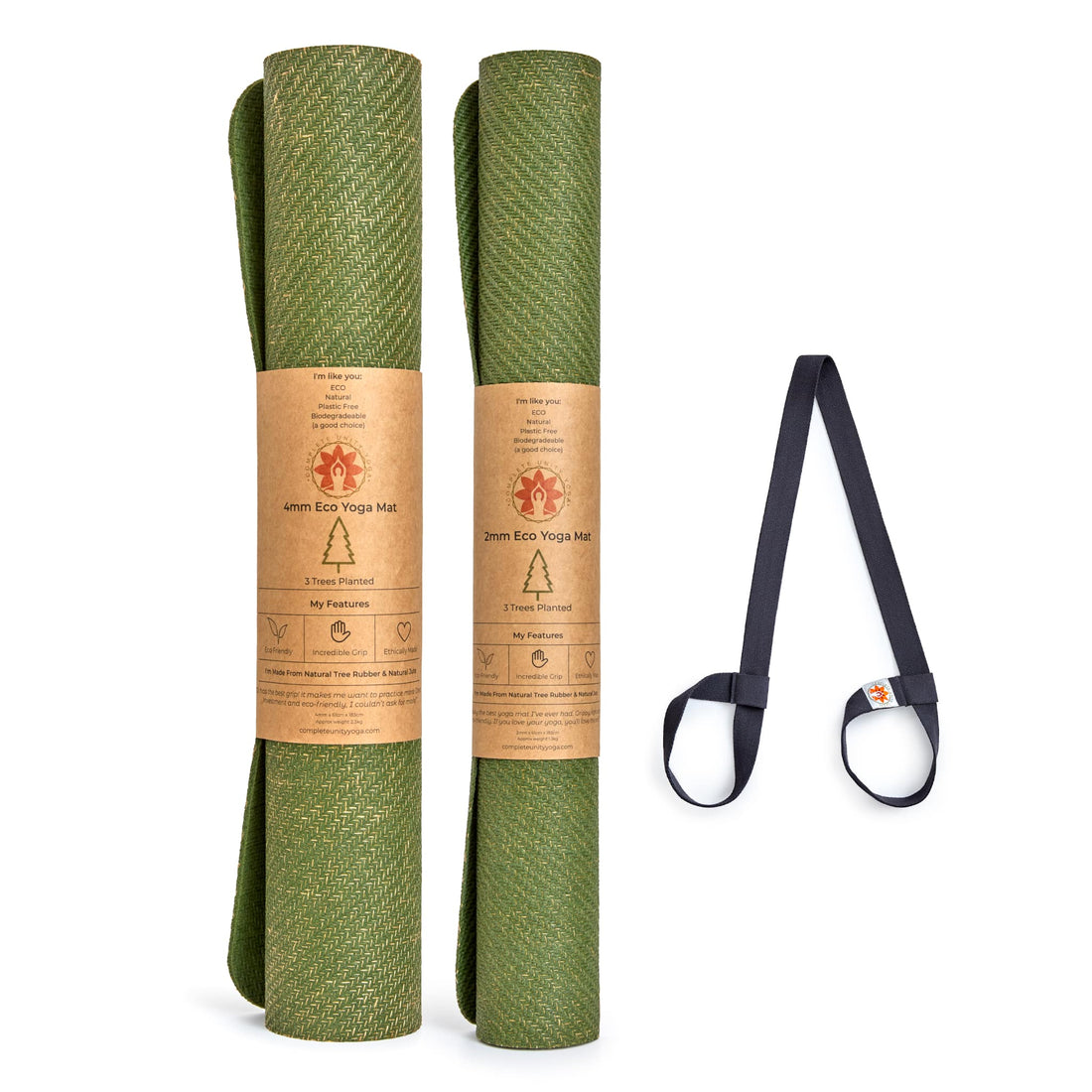 Yoga & Travel Mat Set | CompleteGrip™ Eco Friendly Yoga Mat - 4mm Forest Green  & 2mm Forest Green #4mm-yoga-mat-colour_forest-green