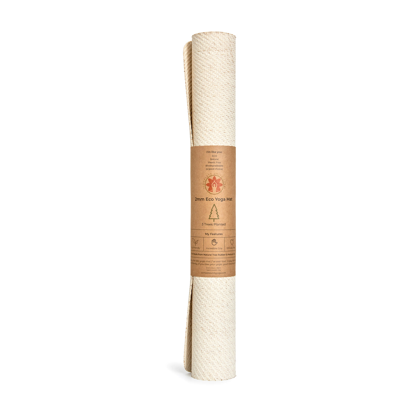 eco friendly travel yoga mat 2mm rolled view #colour_eco-natural-white