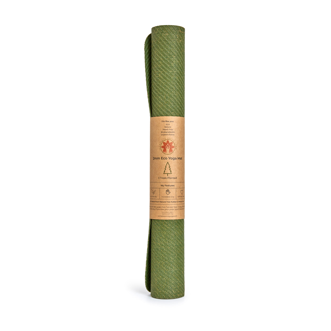 eco friendly travel yoga mat 2mm rolled view #colour_forest-green